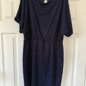 Jessica Howard Navy Floral Lace Midi Dress